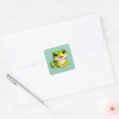 Sticker Carré Conception d'animal Kawaii de grenouille mignonne (Enveloppe)