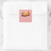 Sticker Carré Conception d'animal Kawaii de Panda Rouge Mignon s (Sac)