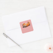 Sticker Carré Conception d'animal Kawaii de Panda Rouge Mignon s (Enveloppe)