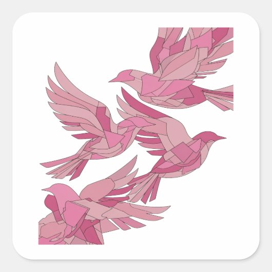 Sticker Carré Conception d'autocollant abstrait rose mignon (Devant)