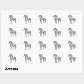 Sticker Carré Conception d'autocollant Cheval LOW POLY Gris Prem (Feuille)