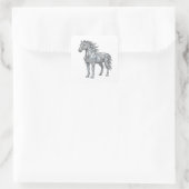 Sticker Carré Conception d'autocollant Cheval LOW POLY Gris Prem (Sac)