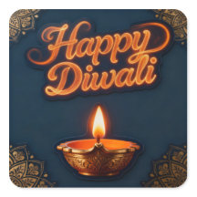 Conception d'autocollant Diya Diwali radieux et he