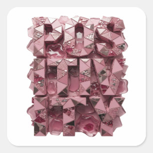 Sticker Carré Conception d'autocollant PINK GLASS JEWELS Rose lu