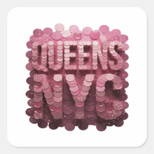 Sticker Carré Conception d'autocollant rose dynamique QUEENS NYC