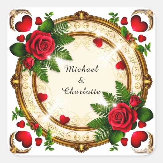 Sticker Carré Conception de cadre floral dynamique (Devant)