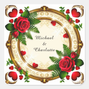 Sticker Carré Conception de cadre floral vibrant