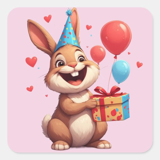 Sticker Carré 🐇 Conception de célébration d'anniversaire de lap (Devant)