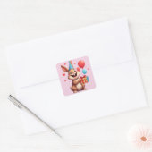 Sticker Carré 🐇 Conception de célébration d'anniversaire de lap (Enveloppe)