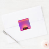 Sticker Carré Conception de cheminée rose (Enveloppe)