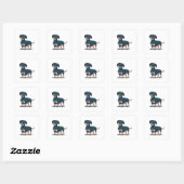 Sticker Carré Conception de chien teckel noir Cool (Feuille)