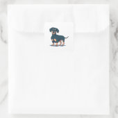 Sticker Carré Conception de chien teckel noir Cool (Sac)