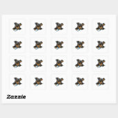 Sticker Carré Conception de chiot teckel noir mignon (Feuille)