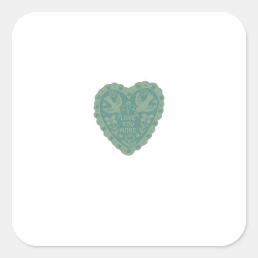 Sticker Carré Conception de cœur bleu vert que j'aime plus (Devant)