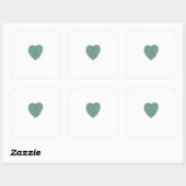 Sticker Carré Conception de cœur bleu vert que j'aime plus (Feuille)