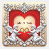Sticker Carré Conception de cœur romantique (Devant)