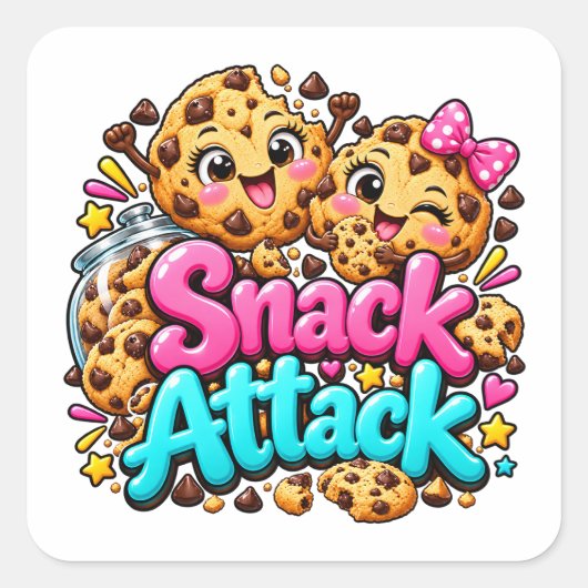 Sticker Carré Conception de cookie Snack Attack (Devant)