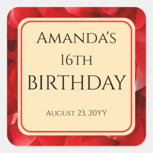 Sticker Carré Conception de cristal abstrait rouge Anniversaire