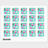 Sticker Carré Conception de cupcakes (Feuille)