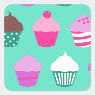 Sticker Carré Conception de cupcakes