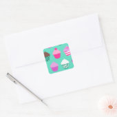 Sticker Carré Conception de cupcakes (Enveloppe)