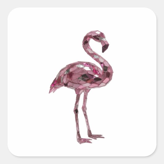 Sticker Carré Conception de décalque FLAMINGO argentée Snappy (Devant)