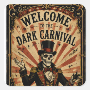 Sticker Carré Conception de fête d'Halloween de Carnaval sombre