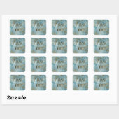 Sticker Carré Conception de feuilles de teal et d'or (Feuille)