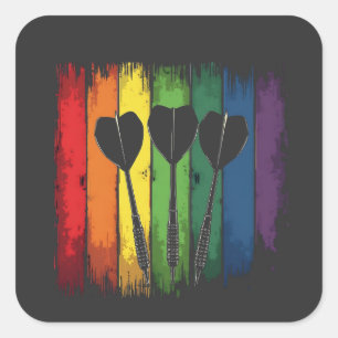 Sticker Carré Conception de fléchette vintage avec couleurs LGBT