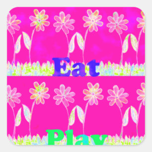 Sticker Carré Conception de fleurs pour manger jouer amour inspi