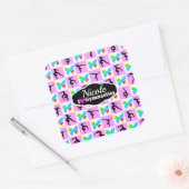 STICKER CARRÉ CONCEPTION DE GYMNASTIQUE DE JOLIE ROSE (Enveloppe)