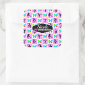 STICKER CARRÉ CONCEPTION DE GYMNASTIQUE DE JOLIE ROSE (Sac)