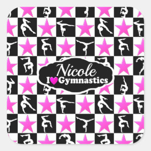 STICKER CARRÉ CONCEPTION DE GYMNASTIQUE ROSE ET NOIR