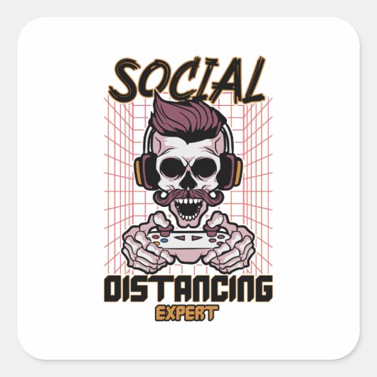 Sticker Carré Conception de jeux d'expert en distanciation socia (Devant)