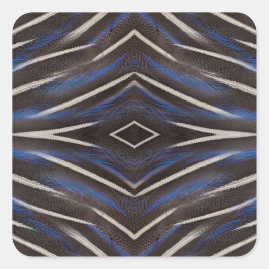 Sticker Carré Conception de la plume de pintade de diamant (Devant)