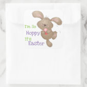 Sticker Carré Conception de lapin de Pâques mignonne et Hoppy (Sac)