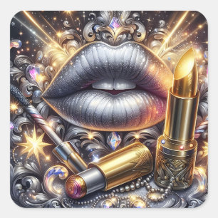 Sticker Carré Conception de maquillage artistique de luxe aux lè