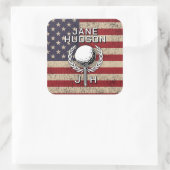 Sticker Carré Conception de monogramme personnalisé avec drapeau (Sac)