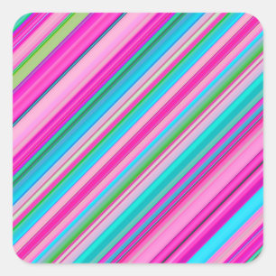 Sticker Carré Conception de motif à rayures arc-en-ciel vibrant