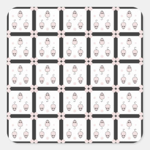 Sticker Carré Conception de motif transparent de souris rose - D