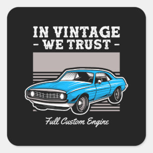 Sticker Carré Conception de Muscle Car Dans La Vintage Nous Avon
