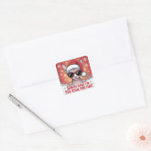Sticker Carré Conception de Noël de chat Sphynx cool Santa (Enveloppe)