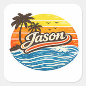 Sticker Carré Conception de nom Jason Retro Sunset (Devant)