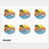Sticker Carré Conception de nom Jason Retro Sunset (Feuille)