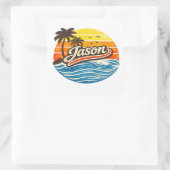 Sticker Carré Conception de nom Jason Retro Sunset (Sac)