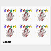 Sticker Carré conception de nom mignon EMAN (Feuille)