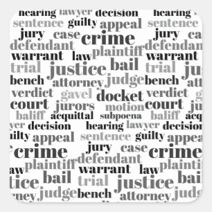 Sticker Carré Conception de nuage de mots juridiques judiciaires