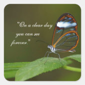 Sticker Carré Conception de papillon de Glasswing "temps clair" (Devant)