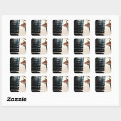 Sticker Carré Conception de piano cool (Feuille)