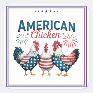 Sticker Carré Conception de poulet américain patriotique du 4 ju